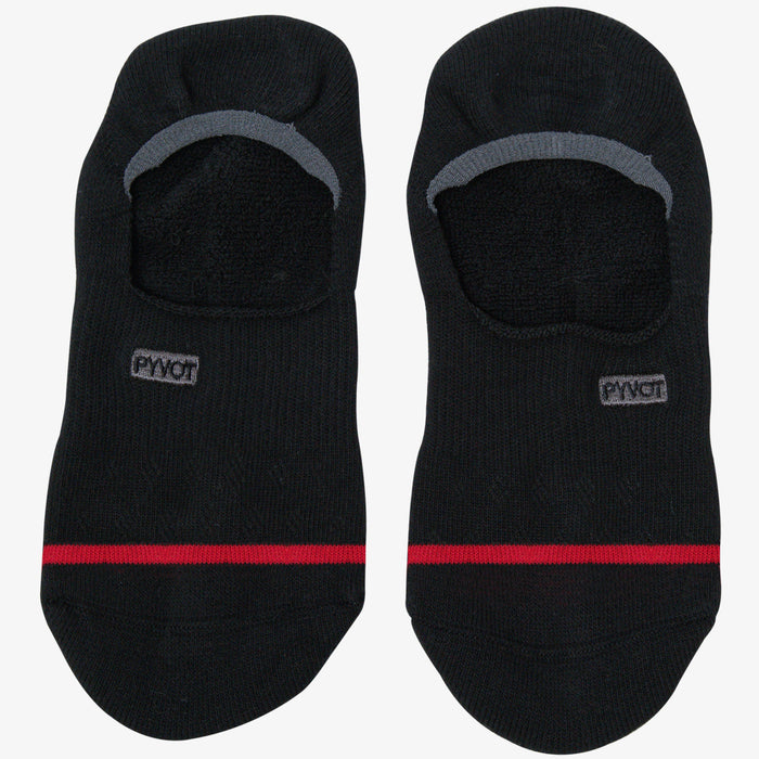Flat black no show combed cotton, breathable air vents and silicon gripper for a non slip fit.