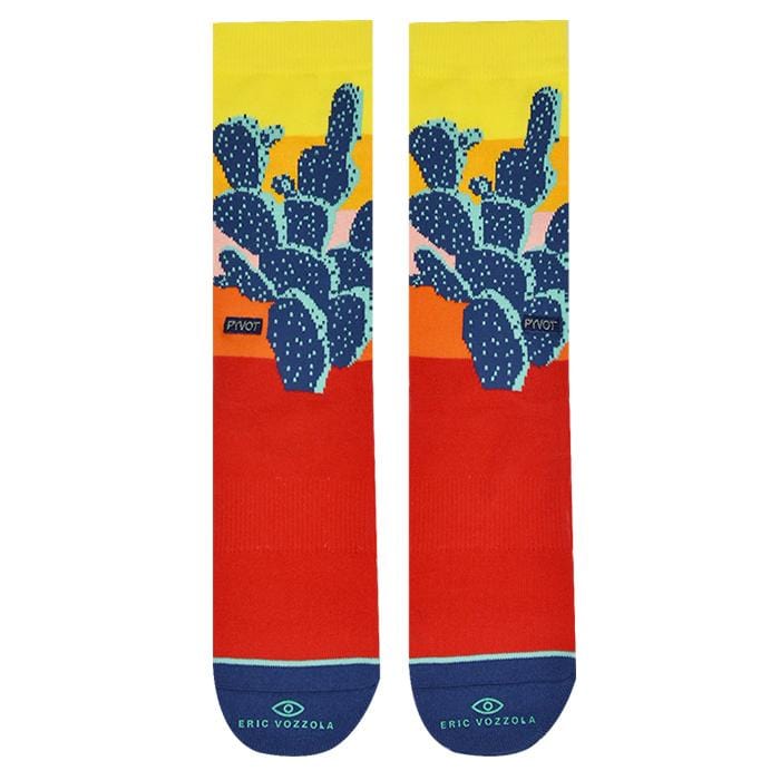 street art inspired cool and fun cactus cotton crew sock with moisture wicking and arch support