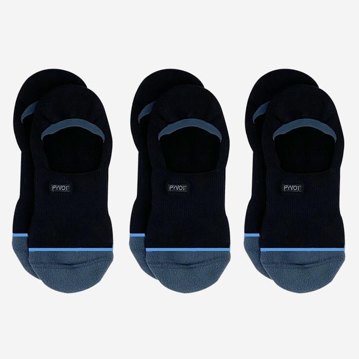 black, 3 pack cool thick no show sock with moisture wicking, arch support, and heel grip