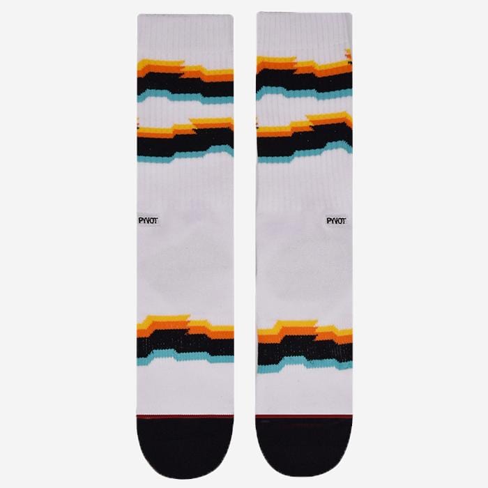 Cool and fun crew socks with Glitch stripe pattern made with combed cotton , moisture wicking and arch support