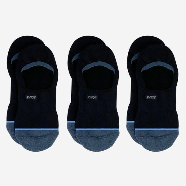 black, 3 pack cool thick no show sock with moisture wicking, arch support, and heel grip